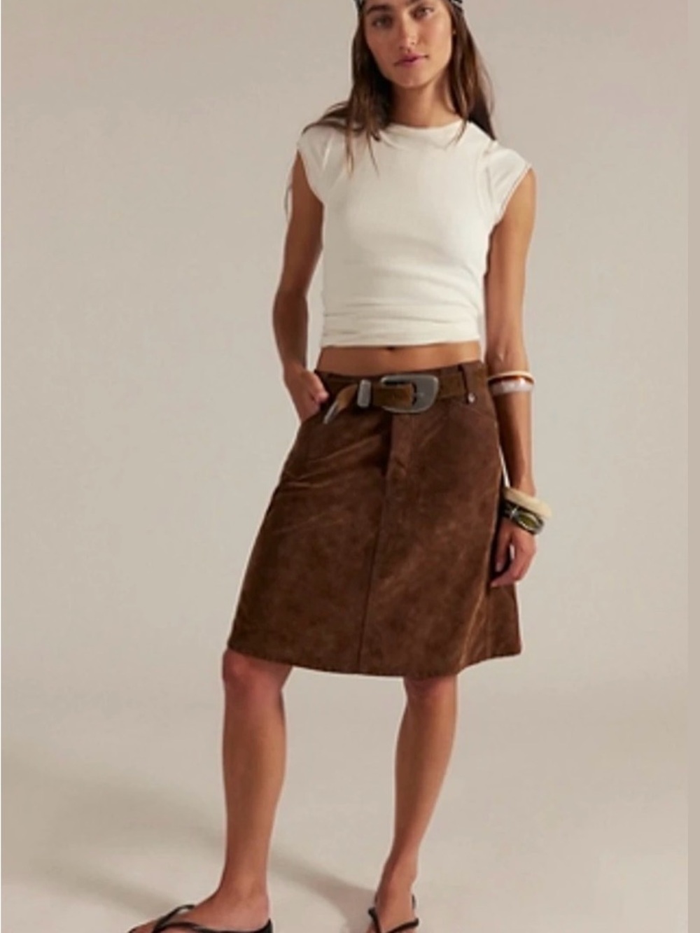 NWT We the Free Suzy Suede Midi Skirt